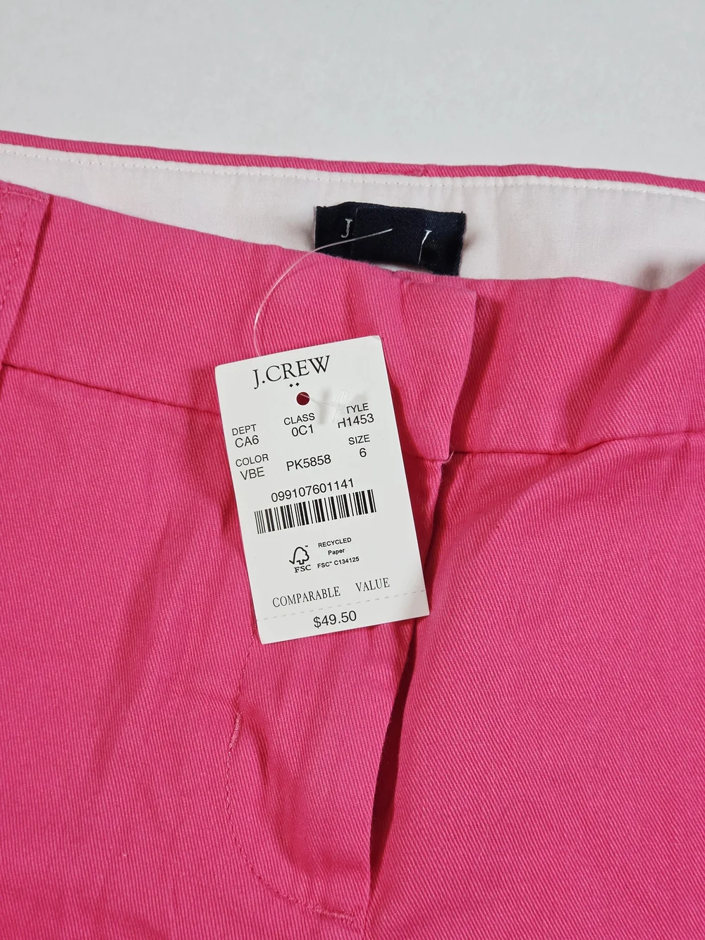 J. Crew Pink Tailored Womens 6 Chino Shorts Slash Pockets Cotton